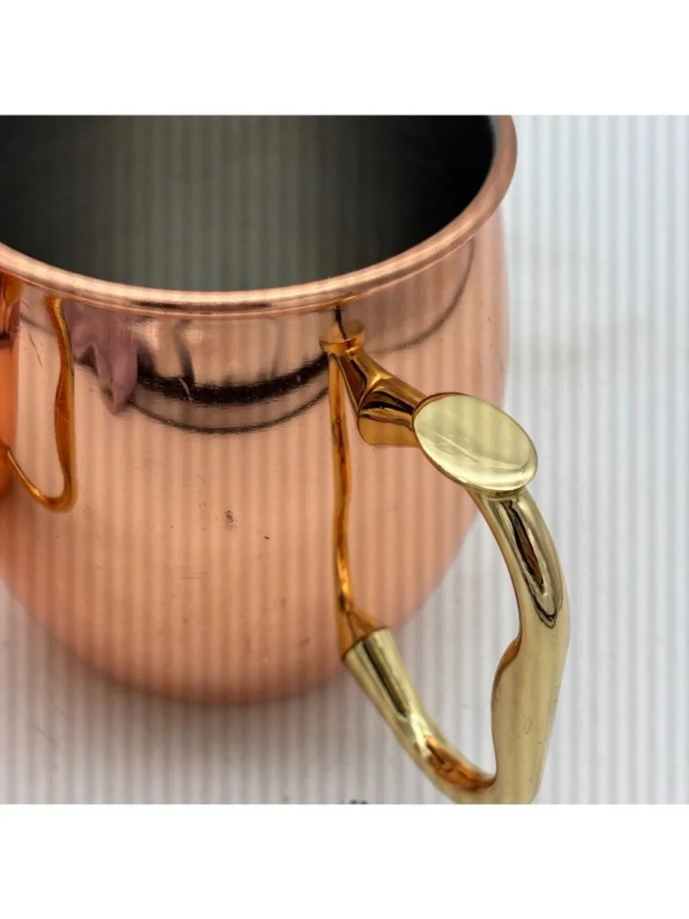 Oggi Copper Moscow Mule Mugs Set of 4 Stainless Steel with Brass Handles Gift